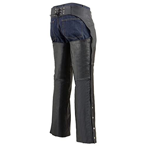 Milwaukee Leather LKM5782-BLK-4X Chaps For Men'S Black Leather Dual Side Thigh Zipper Close Pockets Motorcycle Rider Chap- Lkm5782-4X-Large thumb #6