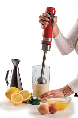 Ariete, 3-in-1 Stabmixer Moderna 602, Inklusive Zerkleinerer, Mixbecher Und Schneebesen, 10 Geschwindigkeiten + Turbofunktion, Abnehmbare Edelstahlklinge Und Stab, 1000W, Rot