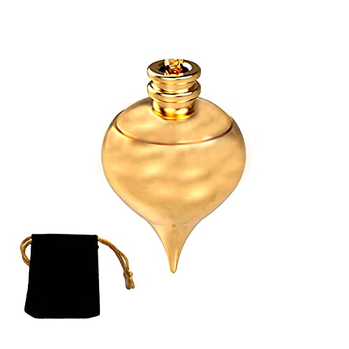 Pendule métallique, THOT Pendule de divination égyptienne/Pendule de radiesthésie avec témoin et chaîne - Laiton doré - Magnétiseur, Sourcier, Voyance,...