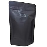 Patrón: tipo tridimensional DXX-HR 50 bolsas de válvula de café de aluminio mate con cierre de cremallera, de aluminio vertical, grano de café, bolsa de embalaje de 250 g, color negro