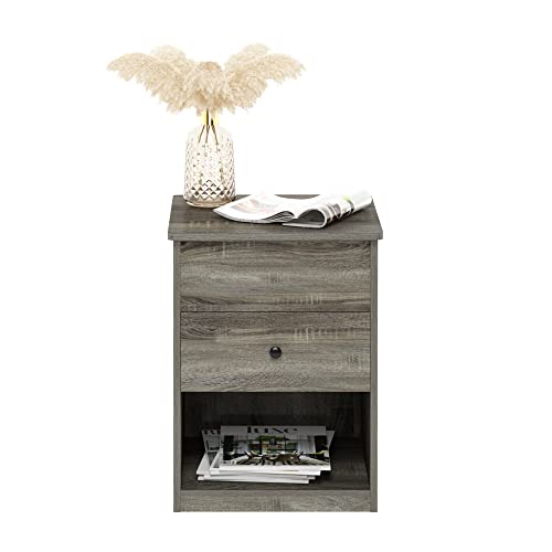 Image of Furinno Jensen Lift Top Nightstand, French Oak Grey