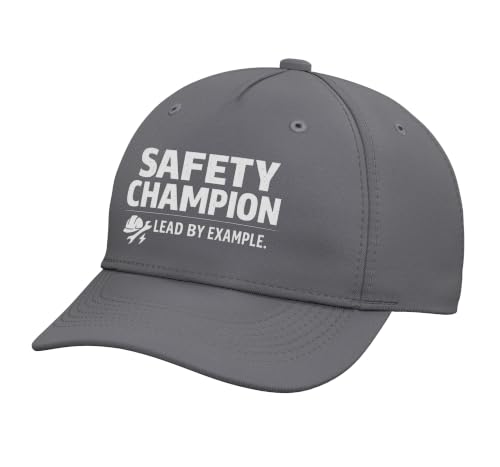 Safety Champion – Lead by Example | Professional Gift Idea Adjustable Printed Baseball Hat, Slate Grey