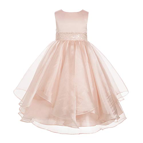 ekidsbridal Asymmetric Ruffled Organza Sequin Flower Girl Dress Toddler Girl Dresses