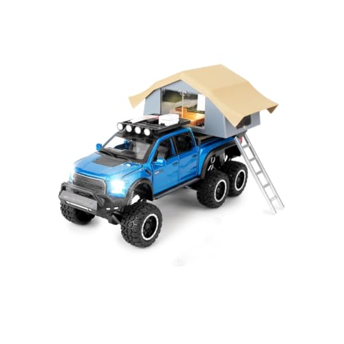Image of 1:24 Ford Raptor F-150 Camping RV Toy Car - Realistic Diecast Metal Truck with Pullback Action for Kids & Collector Display [Multicolor] [Pack of 1]