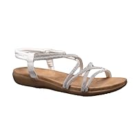 IVACHY Women's Silver Gladiator Sandals – Rhinestone Strappy Flat Summer Sandals with Ankle Strap | Elegant Sparkly Open Toe Shoes for Beach, Casual, Holiday, and Party
