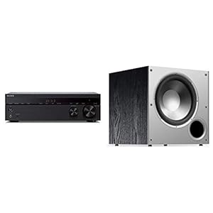 Sony STRDH590 5.2 Multi-Channel 4k HDR AV Receiver with Bluetooth & Polk Audio PSW10 10″ Powered Subwoofer – Featuring High Current Amp and Low-Pass Filter | Up to 100 Watts