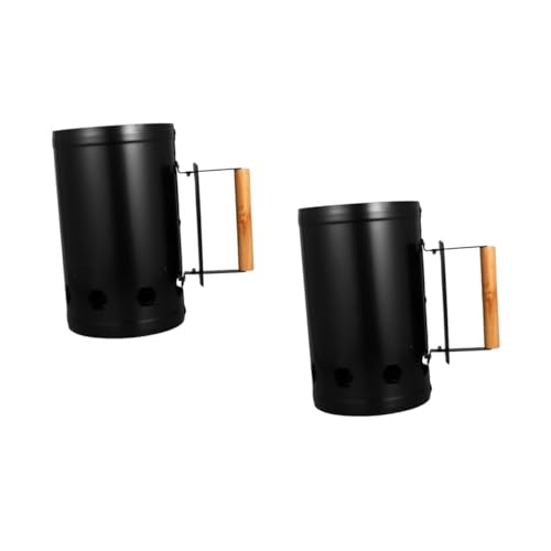 Happyyami 2 Piezas Barril de Carbono de iluminación Estante Cesta tostadora antorcha portátil Panel Aislante Termico mechero Barril de carbón en Barril de carbón de Barbacoa Black