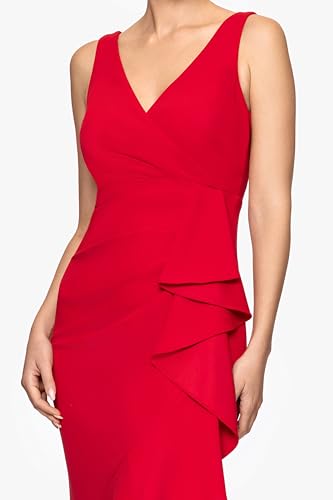 Image of Betsy & Adam Women's Xscape Women's Halter Mock Neck Ruffle Knee Length Dress