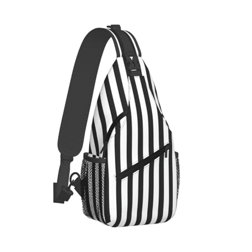 Mochila bandolera con estampado a rayas blanco y negro miniatura 2