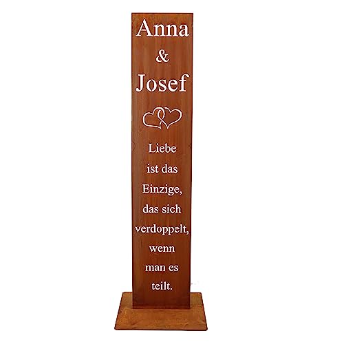 Rostikal Personalisiertes Deko Schild 55 cm mit Spruch und Namen Rost Hochzeitsdeko