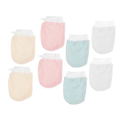 CONGARTENO Newborn Mittens 4 Pairs Breathable Baby Gloves No Scratch Mittens for Girls Soft Fabric