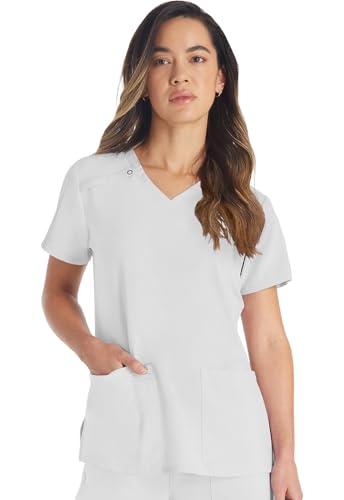 Dickies EDS Essentials Scrubs, V-Neck Womens Tops with Four-Way Stretch and Moisture Wicking DK615, S, White - image 1