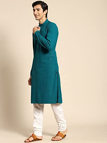 Image of Rajubhai Hargovindas Men Chikankari and Sequin Work Kurta