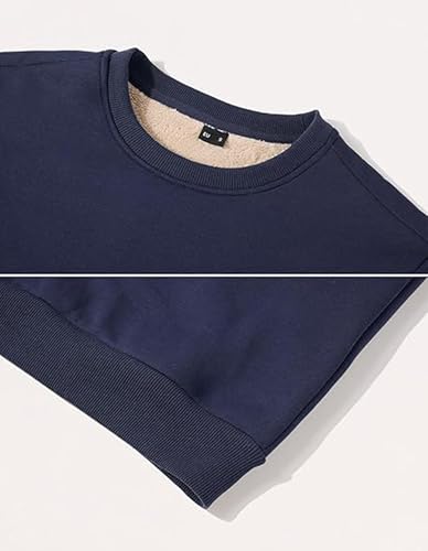 Image of Tansozer Mens Fleece Crewneck Sweatshirt Warm Sherpa Lined Thick Pullover Long Sleeve Tops Shirts