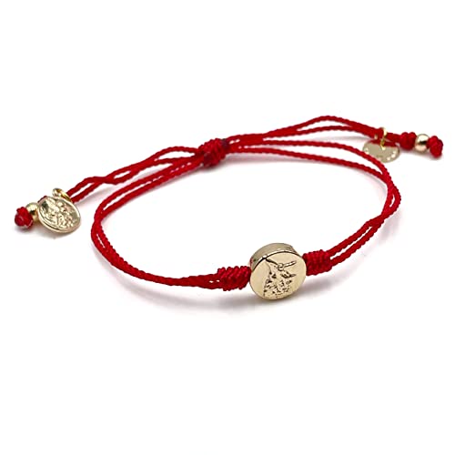 St Michael Archangel Coin Medal on Adjustable Red Cord Wrist Adjustable Bracelet2