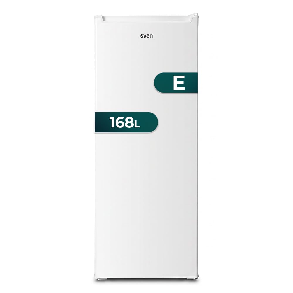 Svan Congélateur Vertical Blanc OCV14355EW00. Capacité 168 Litres, 4 Étoiles, Porte Réversible, Moteur Inverter, Contrôle Manuel, Faible Niveau Sonore, Classe E