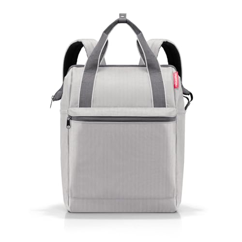 reisenthel allrounder R Large Groß Rucksack und Tragetasche in einem Mit Stecklasche für Reisetrolleys, Couleur:herringbone grey