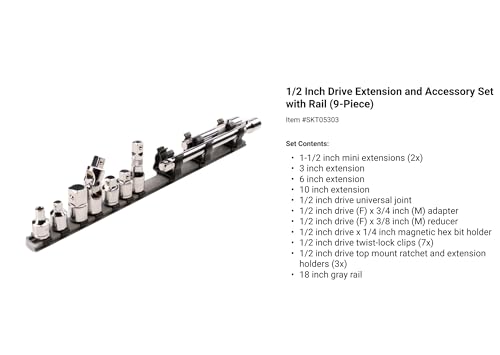 Image of TEKTON Extension and Accessory Set with Rails and Tray, 27-Piece | SHA99201