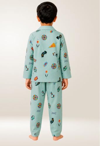 Image of 3BROS Kid's Pure Cotton Full Sleeves Night Suit /Dress for Boys /Girls Full Pajama & Top Sleep Suit Combo Set