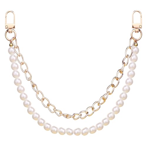 Gegraterwa Purse Chain Pearl Bag Chains Purse Charms with Gold Straps Bag Charms for Handbags(1)