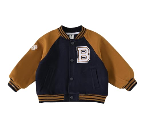 Toddler Boys Casual Cute Letters Printed Patchwork Raglan Button Jacket Fashion Spring Winter Block Color Pockets Coat