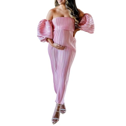 Pink Maternity Dresses for Baby Shower, Off the Shoulder Pregnancy  Photoshoot Maxi Gown for Women, Bunmp-Friendly Wedding Guest Outfit,  Cocktail Dress at Amazon Women's Clothing store