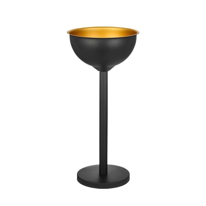 Contenedor Cubo de Hielo Vertical Doble Pared Acero Inoxidable Gran Capacidad Fiesta(Negro)