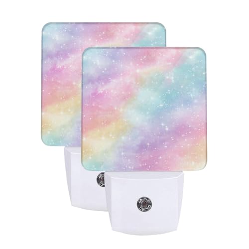 Image of Rainbow Colorful LED Plug-in Night Light 2-Pack, Auto Sensor Nightlights Set of 2 for Bedroom Bathroom Corridors
