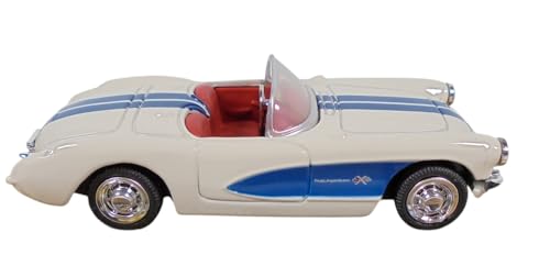 Auto 1:43 Chevrolet Corvette 1957 blanco y azul miniatura 2