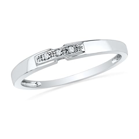 DGOLD 10KT White Gold Round Diamond Three Stone Ring (0.016 CTTW) Cover