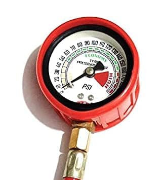 Image of Tire Pressure Analog Gauge with Hose - Heavy-Duty Air Pressure Checker for Car, Truck, Motorcycle, and Bike - Portable Manual PSI Meter (Mini Hose Small Gauge)