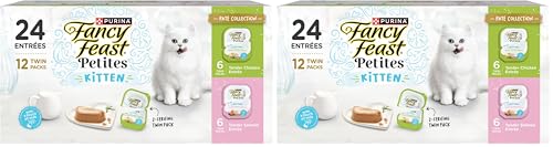 Fancy Feast Purina Petites Kitten Tender Pate Gourmet Wet Kitten Food Variety Pack - 12 ct. Tub (Pack of 2)