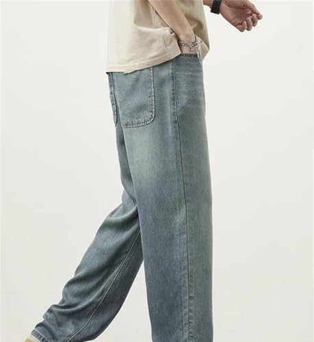 Mens Loose Fit Straight Leg Denim PantsVintage Casual Wide Leg Summer Streetwear Trousers3