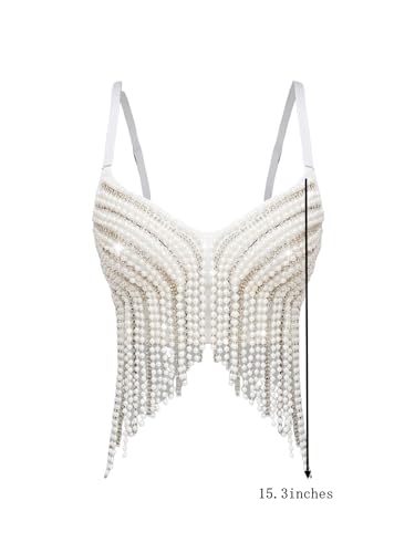 Sexy Pearls Beaded Rhinestone Bustier Crop Top Push up Corset Top With Adjustable shoulder strap2