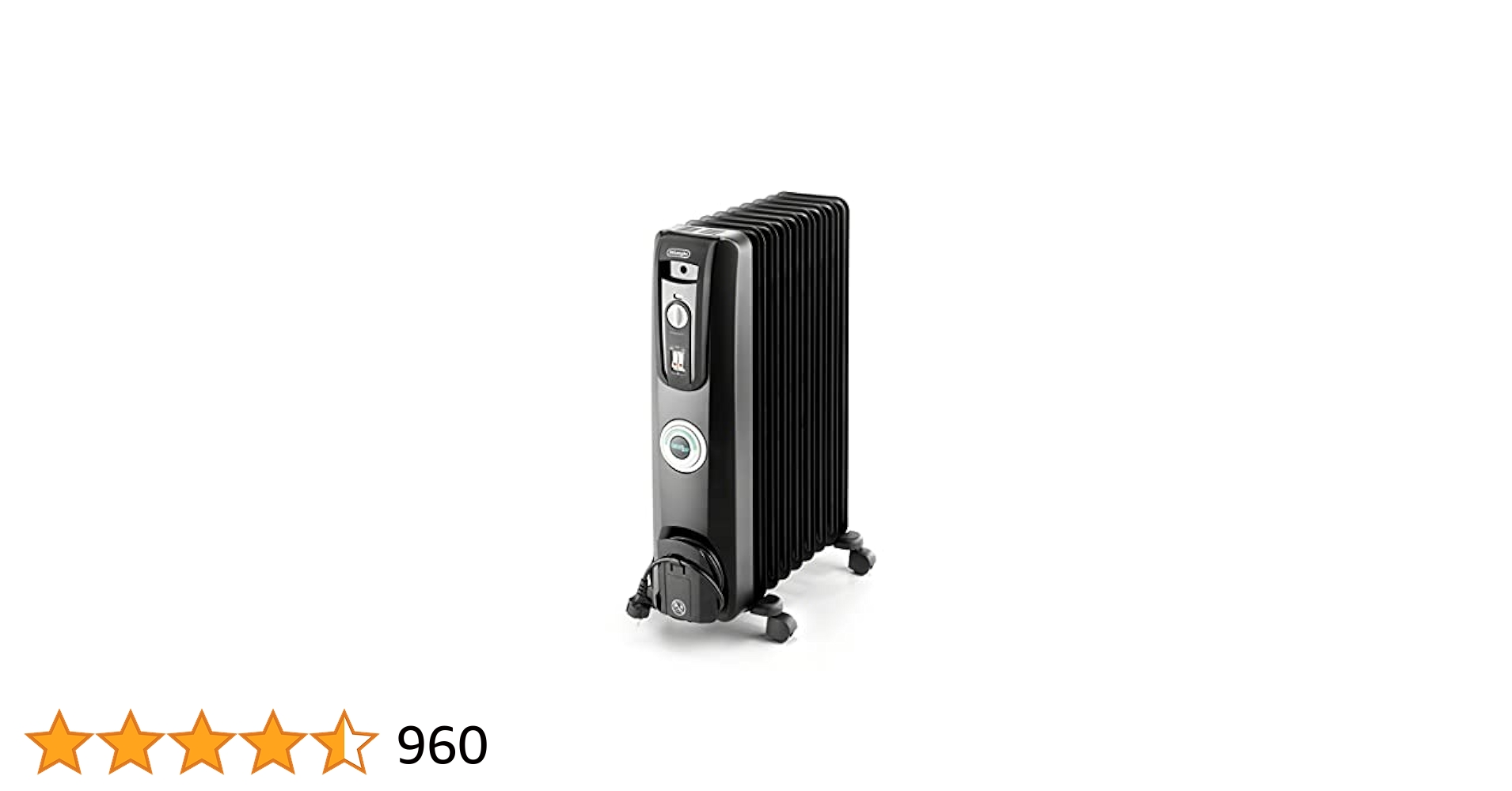 DeLonghi Oil-Filled Radiator Space Heater, Quiet 1500W