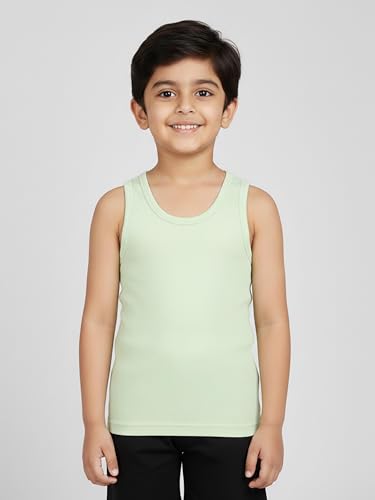 Image of KiddoPanti Boys 100% Cotton Vest Pack of 3 | Cotton 1x1 Rib Knit Sleeveless Innerwear | Soft & Breathable Kids Vest