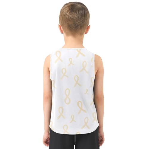 JUNZAN Yellow Awareness Ribbon Tank Tops for Boys Sleeveless Casual Vest Tees Beach Casual Clothes for Running Golf Hiking 3T3