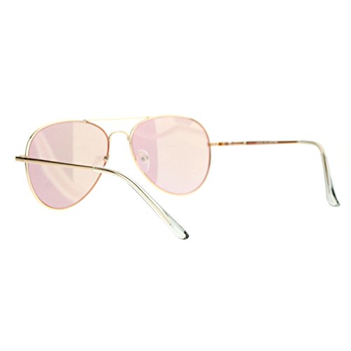 Flat Lens Aviator Sunglasses Thin Metal Spring Hinge Frame Gold Mirror Lens3