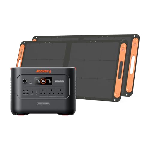 Jackery Explorer 3000 V2 Solar Generator, 3072Wh LiFePO4 Portable Power Station with 2×100W Solar Panels, 2990W Output for Home Backup, RV, Camping & Emergency Use Explorer 3000 v2 And 2x100
