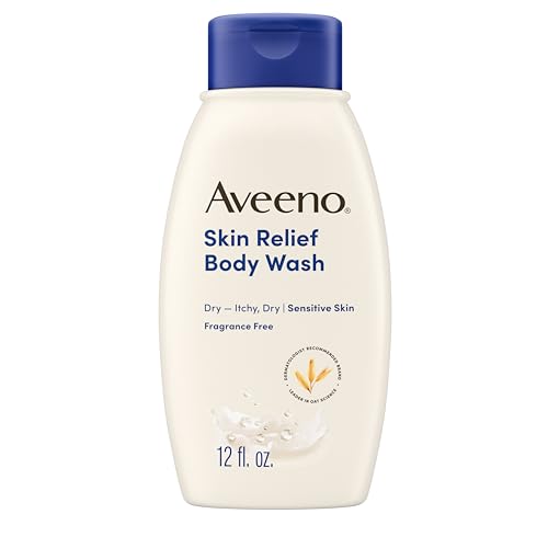 Aveeno Skin Relief Fragrance-Free Body Wash with Triple Oat Formula, Gentle Daily Cleanser for Sensitive Skin Leaves Itchy, Dry Skin Feeling & Soothed Moisturized, 12 fl. oz