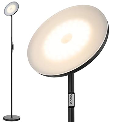 Floor Lamp,30W/2400LM Sky LED Modern Torchiere 3 Color Temperatures Super Bright Floor Lamps-Tall Standing Pole Light with Remote & Touch Control for Living Room,Bed Room,Office?Black?