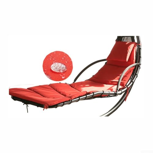 Coussin pour chaise longue suspendue orange et parasol avec fixation stable