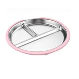 Teller mit Unterteilung aus Edelstahl - Heat-Insulated Split Speiseteller für Erwachsene & Senioren - Anti-Rutsch Design für Krankenhaus & Zuhause(pink)