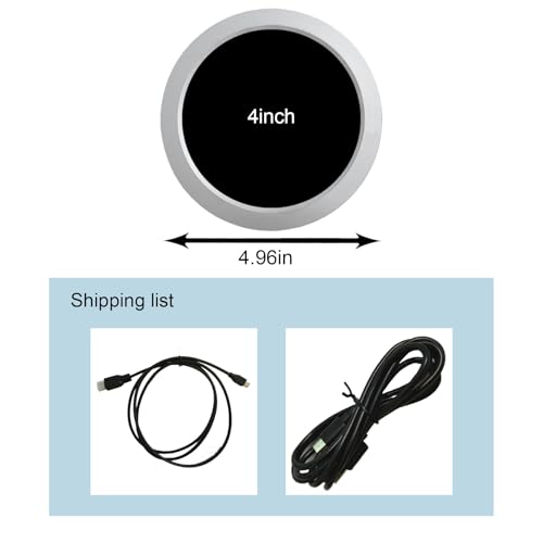 Image of VSDISPLAY 4'' Round LCD Display Monitor 720x720 Resolution,Silver Shell | with Mini H /D Inputs for DIY Projects,Digital Photo Frame,Dashboard Display