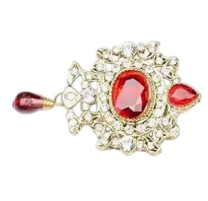Designer Saree Pin for Women – Gold Tone Red Stone & Crystal Brooch, Elegant Ethnic Wear Safety Pin - Pack of 1 - Random Model-image-42