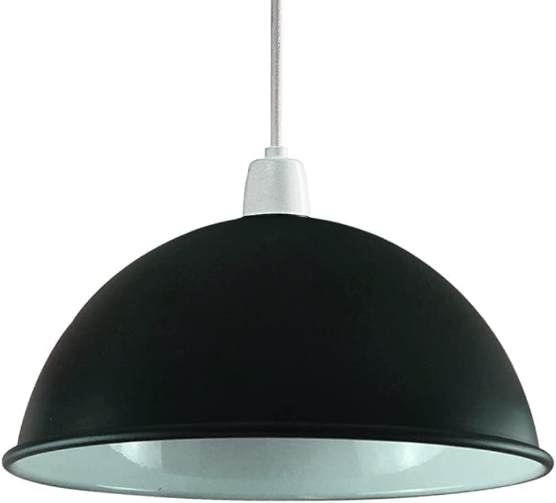 Black Retro Industrial Ceiling Light Shades, Metal Dome 30cm Easy Fit Lamp Shades for Replacement Pendant Lighting Bedroom, Kitchen, Office, Living Room