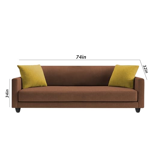 Image of Casaliving Dominic 3 Seater Sofa Set for Living Room (Brown Fabric) Premium Fabric Sofa