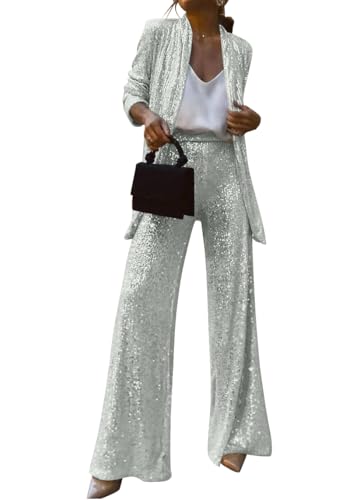 shownicer Completo da Donna in Due Pezzi con Paillettes Elegante