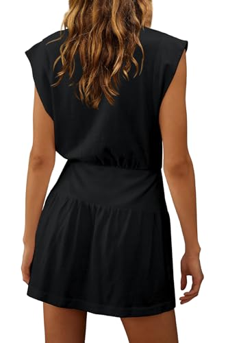Image of LAMISSCHE Womens Summer Dress Sleeveless Mini Dress Flowy Vacation Beach Dresses Casual V Neck Elastic Waist Sundresses