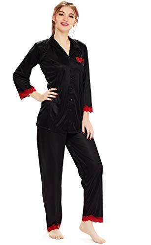 Image of AV2 Women's Satin Solid Pajama Set Pack of 1